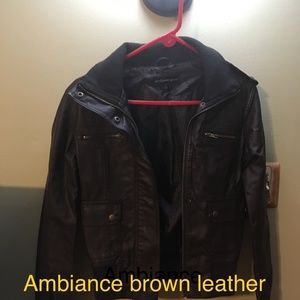Ambiance brown leather bomber jacket